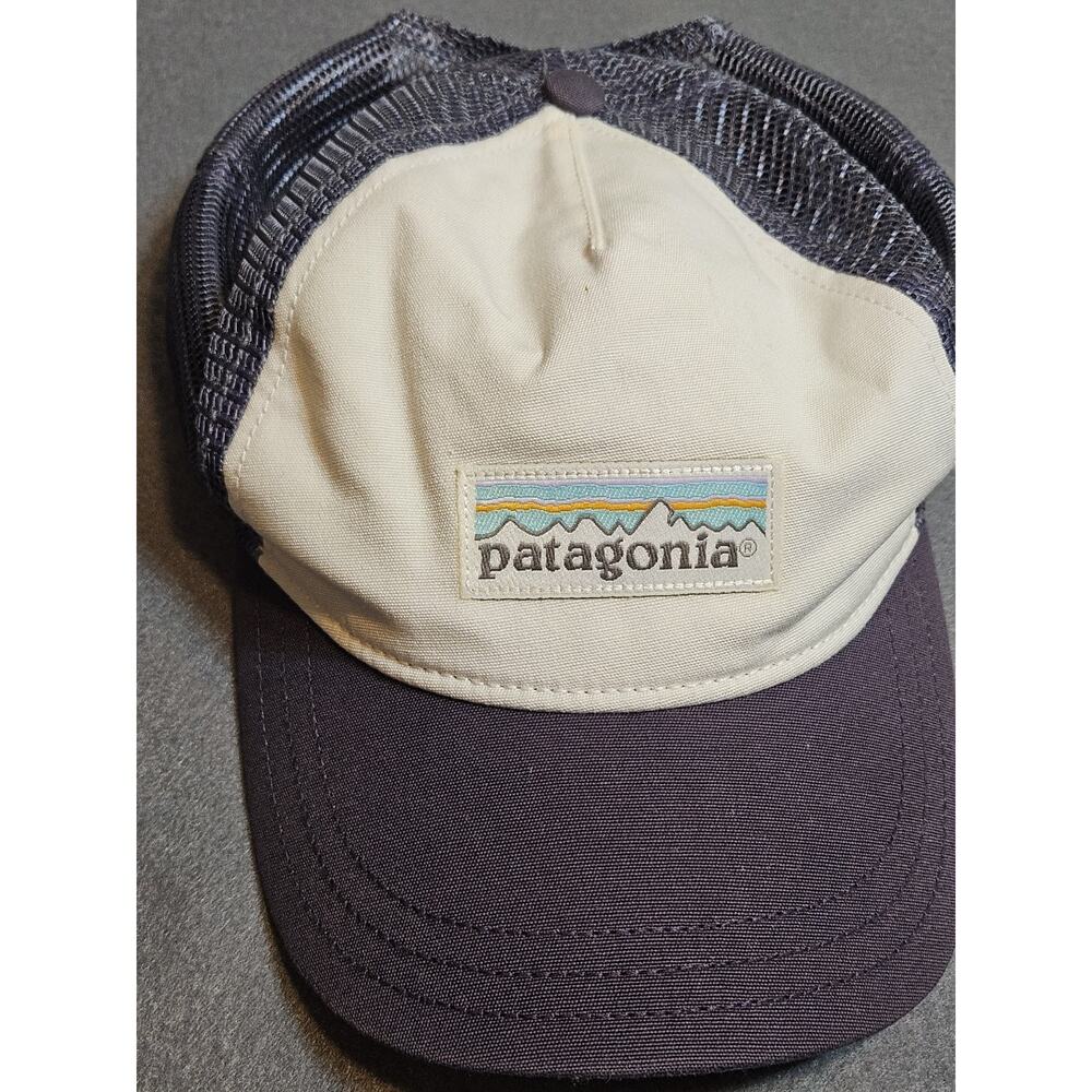 Patagonia Trucker Hat Mountain Skyline Patch Adjustable Snapback Mesh Purple